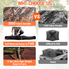 Hunting Blind 360 Degree See Through Ground Blind，2/3 Person 300D Soft Material Pop-Up Camouflage Tent，Easy-Fold Portable Concealed Shelter with Carrying Bag